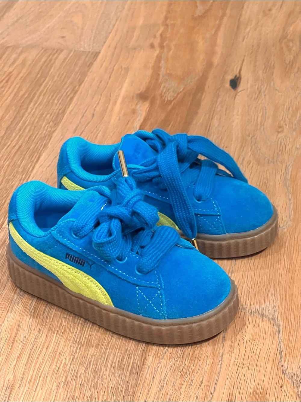 Puma Fenty Kids Blue & Yellow Suede Sneaker